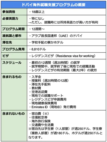 海外就職支援プログラム】ドバイで長期留学と海外就職を実現しよう！ 