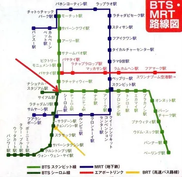 ＢＴＳサイアム駅でのスクウィッヴィット線とシーロム線の ...