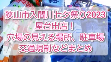 狭山市入間川七夕まつり2023出店屋台！穴場の見える場所や駐車場、交通規制 