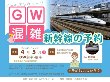 ゴールデンウィークの新幹線予約は？混雑状況と予約方法徹底解説！(？)2025年ゴールデンウィークの新幹線予約と混雑情報