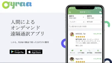 人間によるオンデマンド遠隔通訳アプリ「Oyraa」 