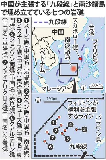 南シナ海：「九段線」中国の権益認めず仲裁裁判所