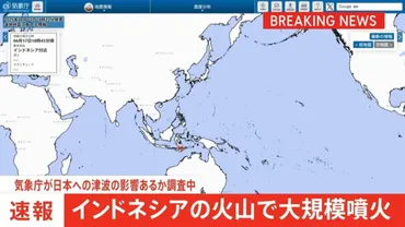 インドネシアの火山で大規模噴火 日本への津波の影響あるか調査中 最も早い場合で沖縄に午後10時ごろ到達か 気象庁(TBS NEWS DIG)