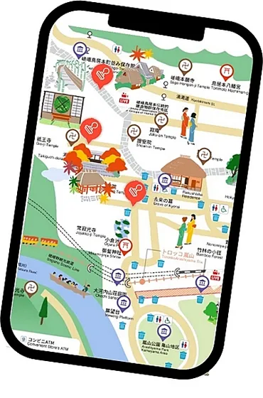 京都市、嵯峨嵐山エリアの混雑緩和へ、デジタル地図で周遊促進、「旅先クイズ会」も