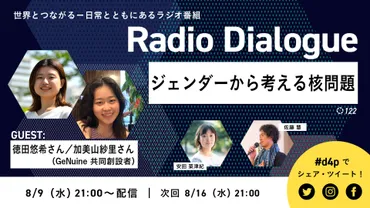 Radio Dialogue ゲスト：徳田悠希さん／加美山紗里さん「ジェンダーから考える核問題」（2023/８/９） 