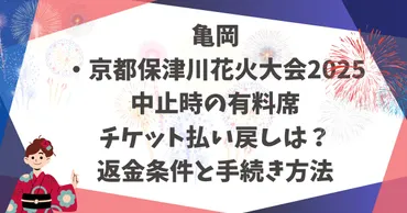 亀岡保津川花火大会2025中止時の有料席チケット払い戻しは？返金条件と手続き方法 