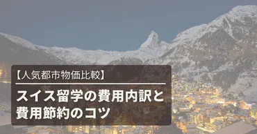 人気都市物価比較】スイス留学の費用内訳と費用節約のコツ