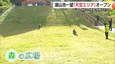 とっとり出合いの森に新スポット「湖山池天空エリア」天空ブランコに天然芝すべり台「美術候補地」を活用