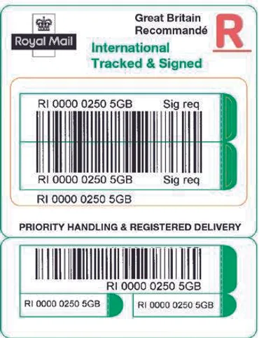 Royal Mail国際郵便のラベルのいろいろ 