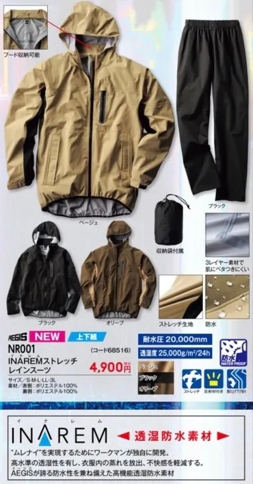 ワークマンの大人気レインスーツがモデルチェンジ！ 新製品「イナレム ストレッチレインスーツ」は耐水圧・透湿度ともに大幅アップ 
