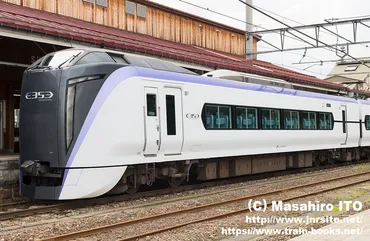 夏の臨時列車のお知らせ゛について（写真は大糸線乗り継ぎ運転の「あずさ38号」に使用された クモハE353